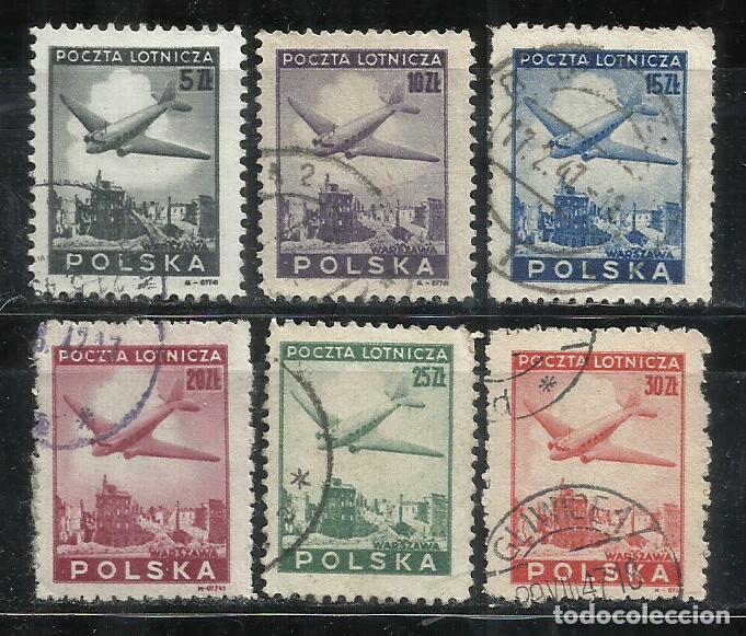 Sellos: 9577-POLONIA SERIE AEREA COMPLETA AEREOS 1946 N&ordm; 10/15 AVIONES AVIACION