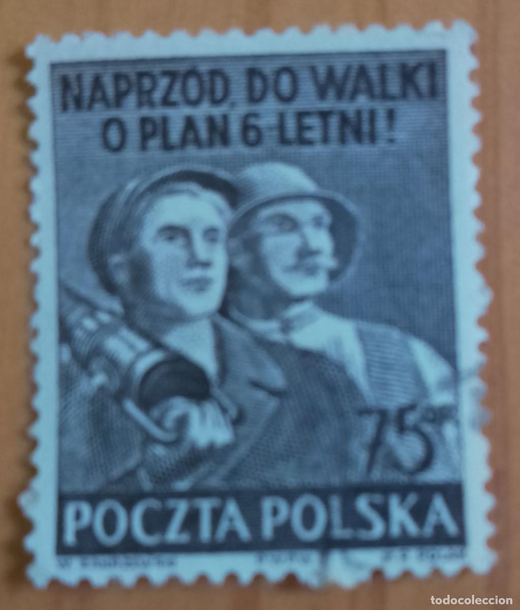 Sellos: POLONIA - V/F 75 GR - A&Ntilde;O 1951 - HACIA ADELANTE EN LA LUCHA, PLAN 6 LETVI - SCOTT 508