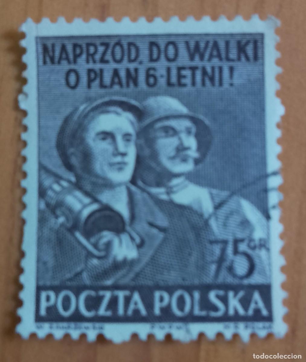 Sellos: POLONIA - V/F 75 GR - A&Ntilde;O 1951 - HACIA ADELANTE EN LA LUCHA, PLAN 6 LETVI - SCOTT 508