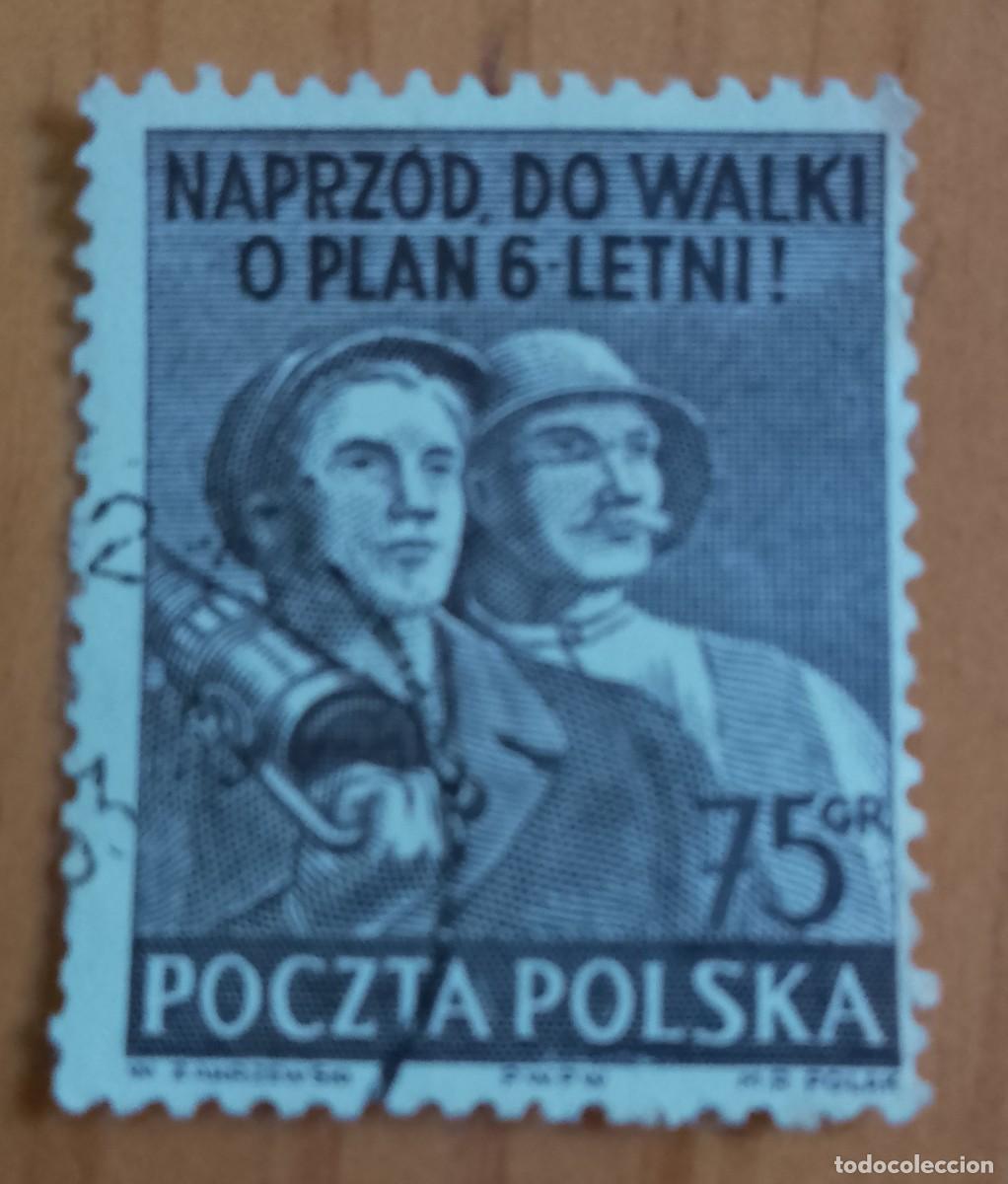 Sellos: POLONIA - V/F 75 GR - A&Ntilde;O 1951 - HACIA ADELANTE EN LA LUCHA, PLAN 6 LETVI - SCOTT 508