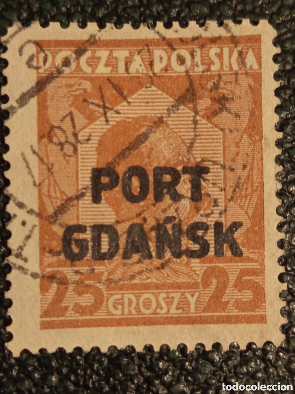 Sellos: Sello Polonia Port Gdansk 1928 / 1929 25 Groszy Usado Cat. Fischer #16