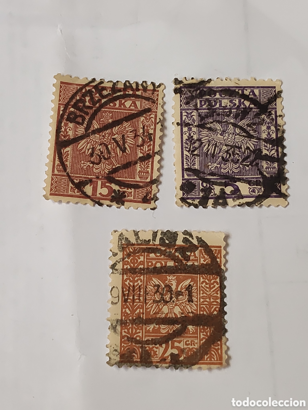 Sellos: 3 sellos de Polonia escudo de armas del pais