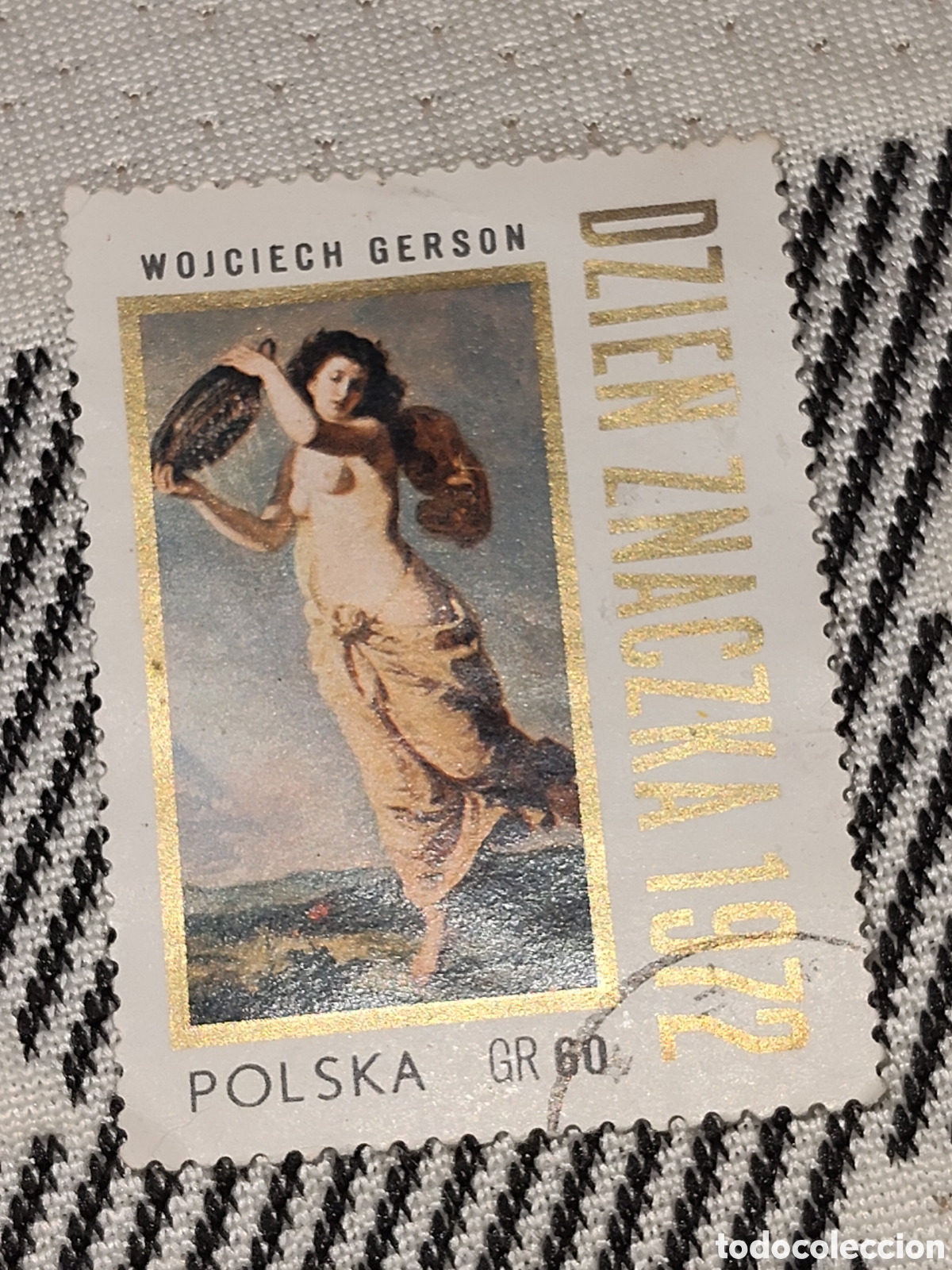 Sellos: Sello de Polonia obra Lluvia de verano del pintor polaco Wojciech Gerson 1972 muy bueno