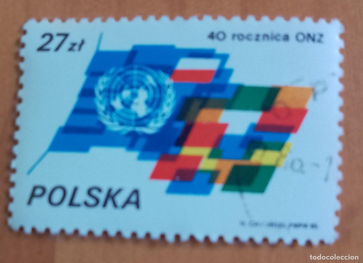 Sellos: POLONIA - V/F 27 ZT - A&Ntilde;O 1985 - 40 ANIVERSARIO DE LA ONU - CON GOMA