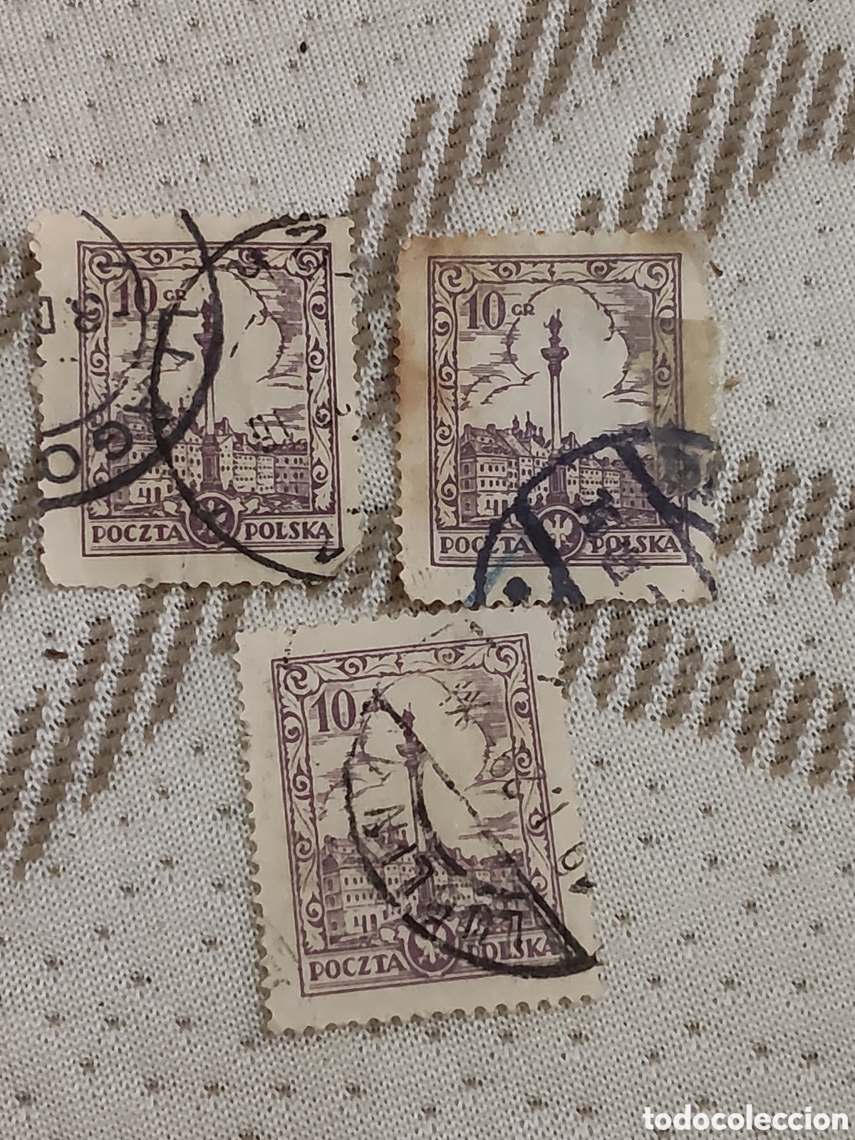 Sellos: 3 sellos de Polonia columna de Segismundo Varsovia 1925-27 usados