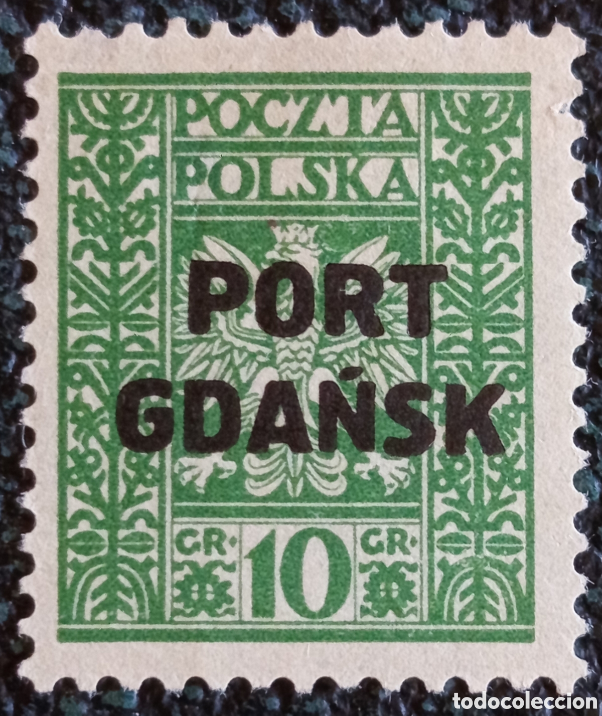 Sellos: Sello Polonia Port Gdańsk 1929 &Aacute;guila 10gr Fischer 14 / Michel 20 MH