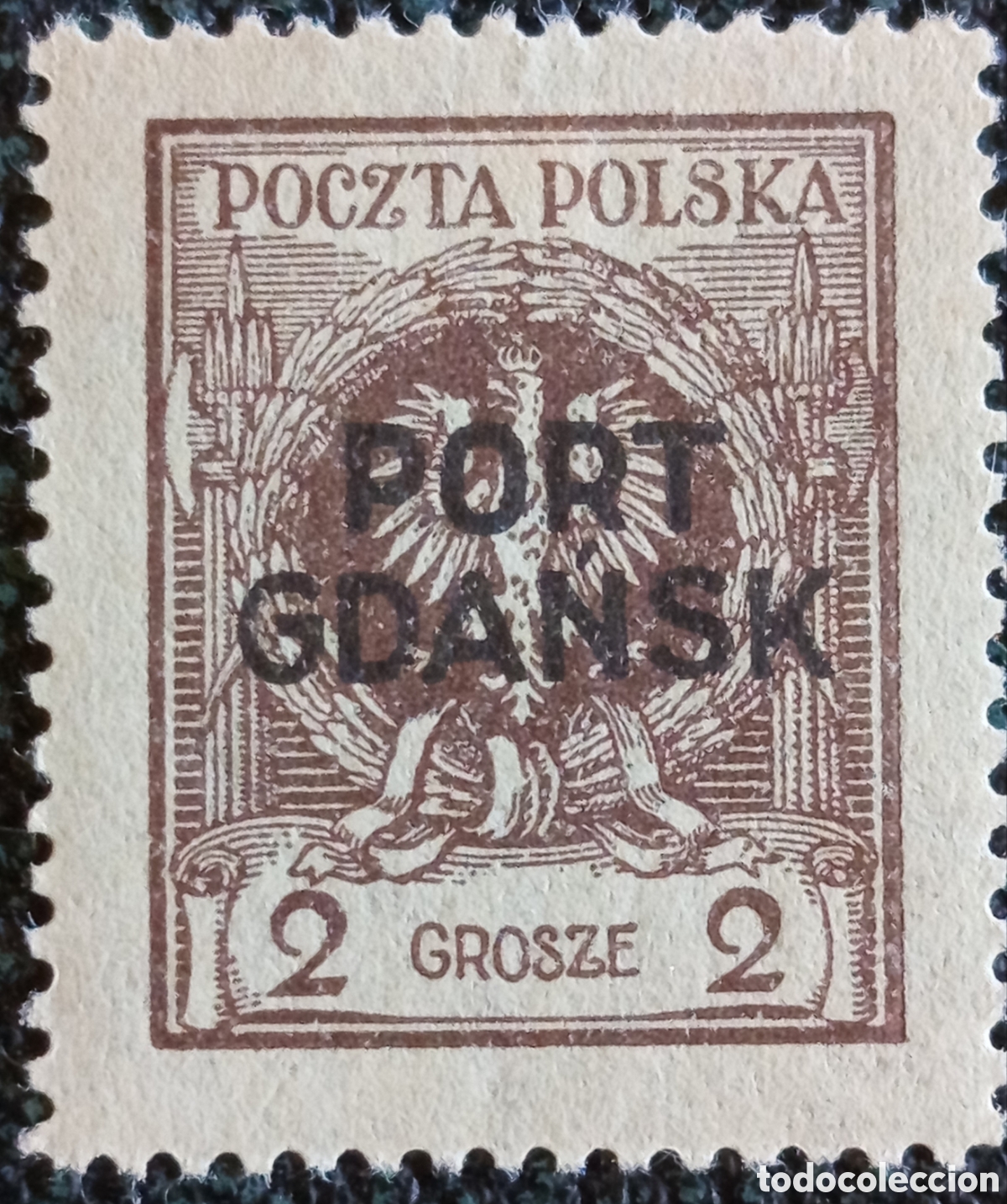Sellos: Sello Polonia Port Gdańsk 1925 &Aacute;guila 2gr Fischer 2 / Michel 2 MH