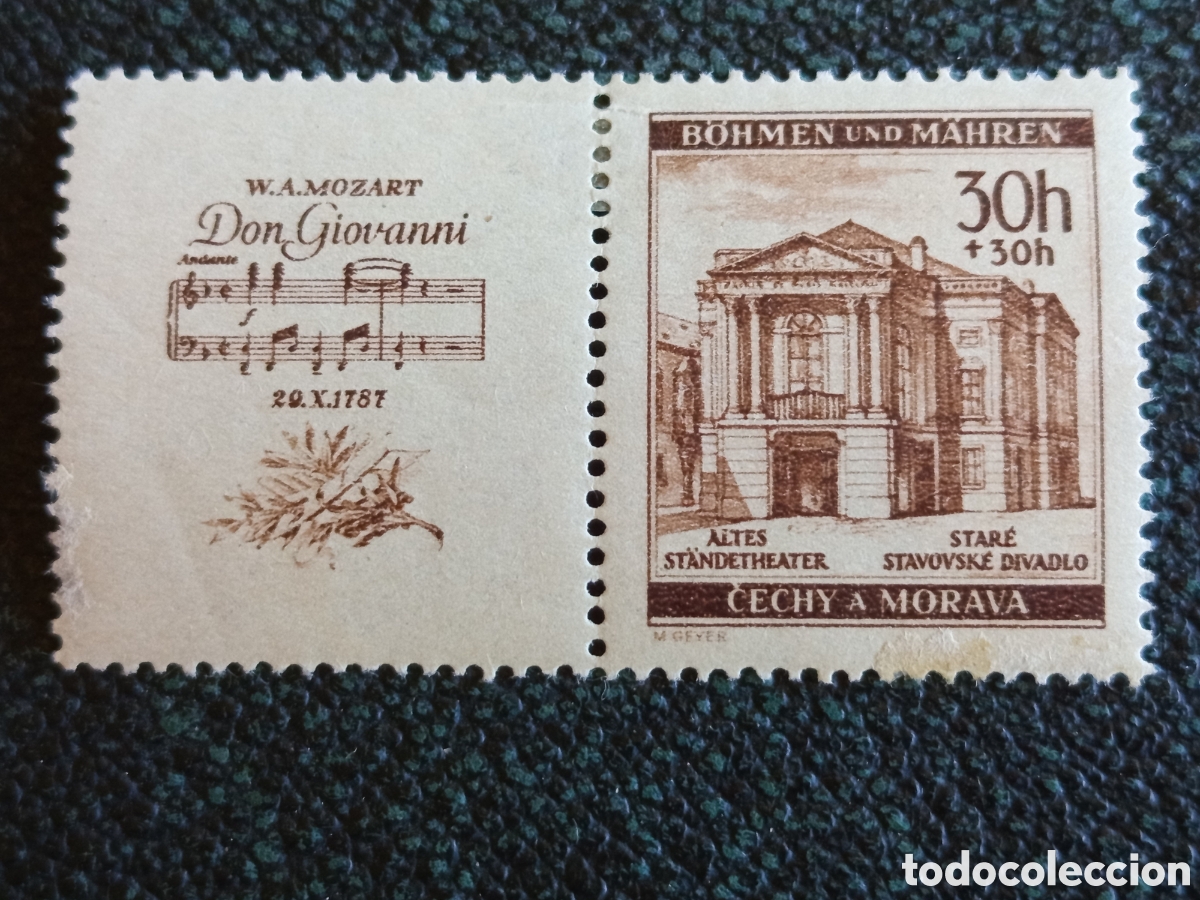 Sellos: Sello Bohemia y Moravia 1941 Mozart Vi&ntilde;eta Don Giovanni 30h Michel 71 Zf mh
