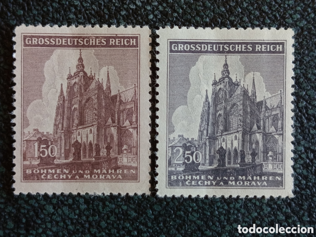 Sellos: Serie Bohemia y Moravia 1944 Catedral San Vito Completa 2v Michel 140-141 MH
