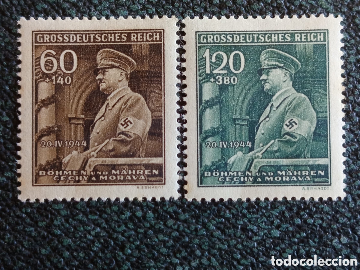 Sellos: Serie Bohemia y Moravia 1944 Hitler 55 Aniversario Completa Michel 136-137 MH