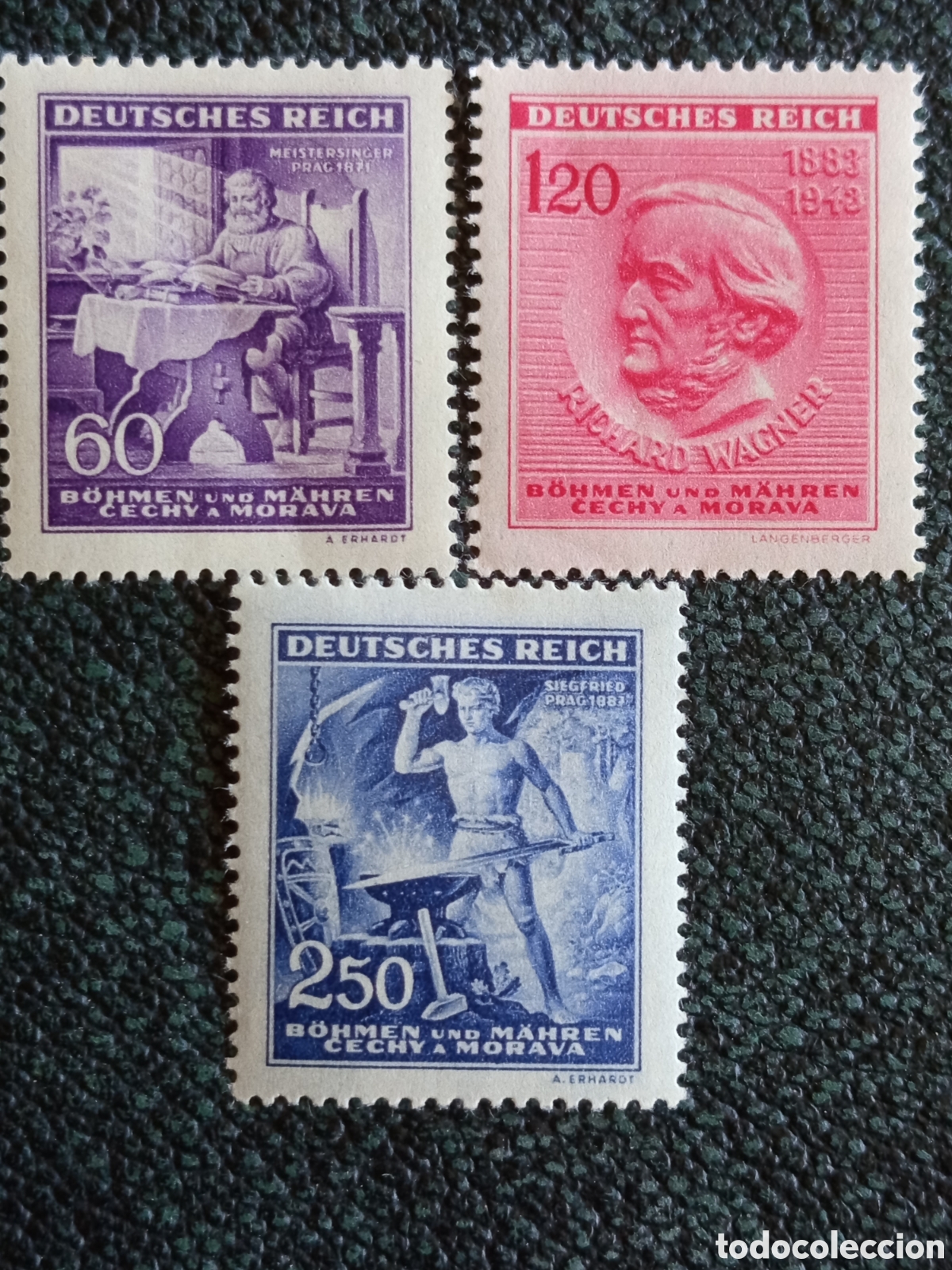 Sellos: Serie Bohemia y Moravia 1943 Richard Wagner Completa 3v Michel 112-114 MH