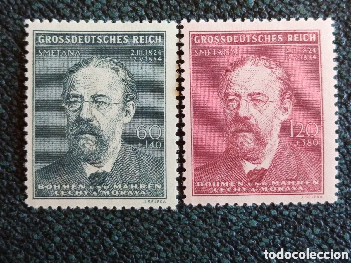Sellos: Serie Bohemia y Moravia 1944 Bedrich Smetana Completa 2v Michel 131-132 MH