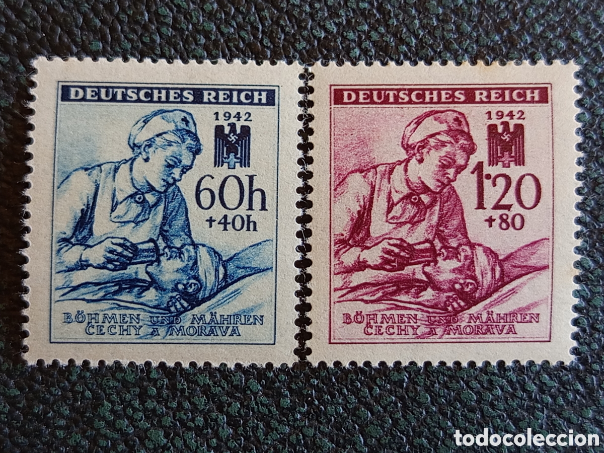 Sellos: Serie Bohemia y Moravia 1942 Cruz Roja Completa 2v Michel 105-106 MH