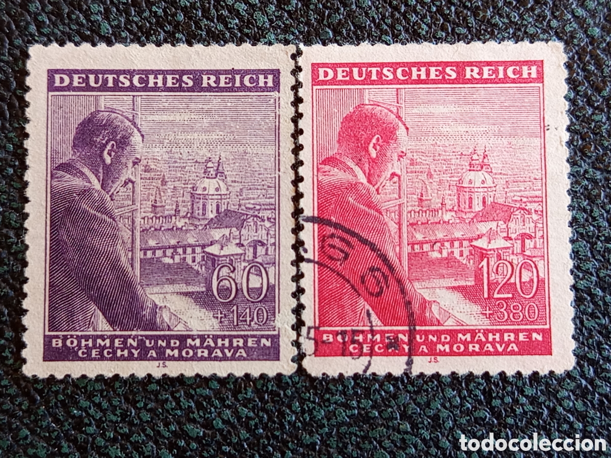 Sellos: Serie Bohemia y Moravia 1942 Cumplea&ntilde;os Hitler Completa 2v Michel 103-104