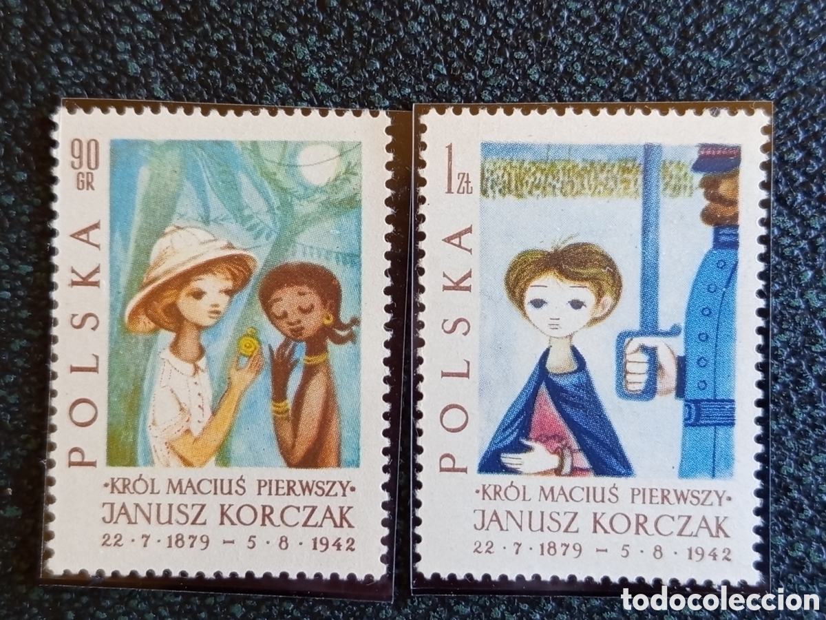 Sellos: Lote 2 Sellos Polonia 1962 Janusz Korczak Rey Mat&iacute;as I MNH Michel 1359/1360