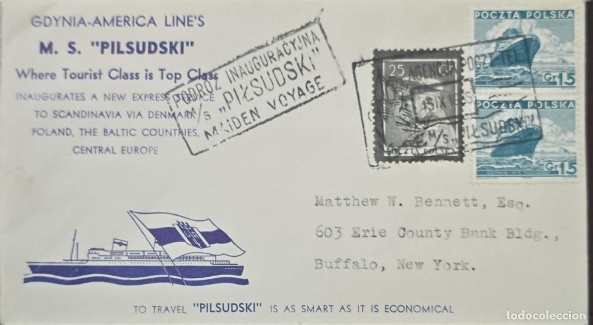 Sellos: MI) 1935, POLAND, FROM GDYNIA, POLAND TO BUFFALO, NEW YORK; COMMEMORATIVE COVER ISSUED BY THE &rdquo;GDYNI