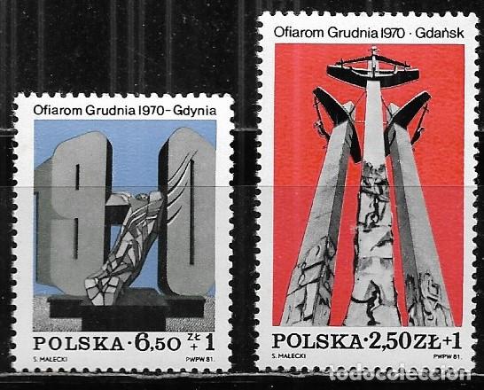 Sellos: POLONIA 1981, Ivert 2597/98 - MONUMENTO A LAS VICTIMAS DE DICIEMBRE DE 1970. MNH.