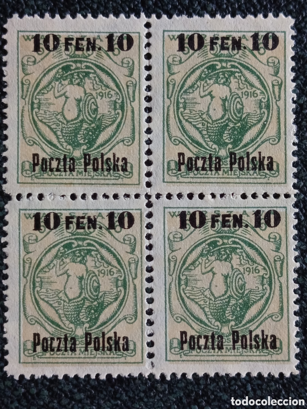 Sellos: Polonia 1918 Varsovia Bloque Cuatro Sellos 10 Fen Poczta Polska MNH