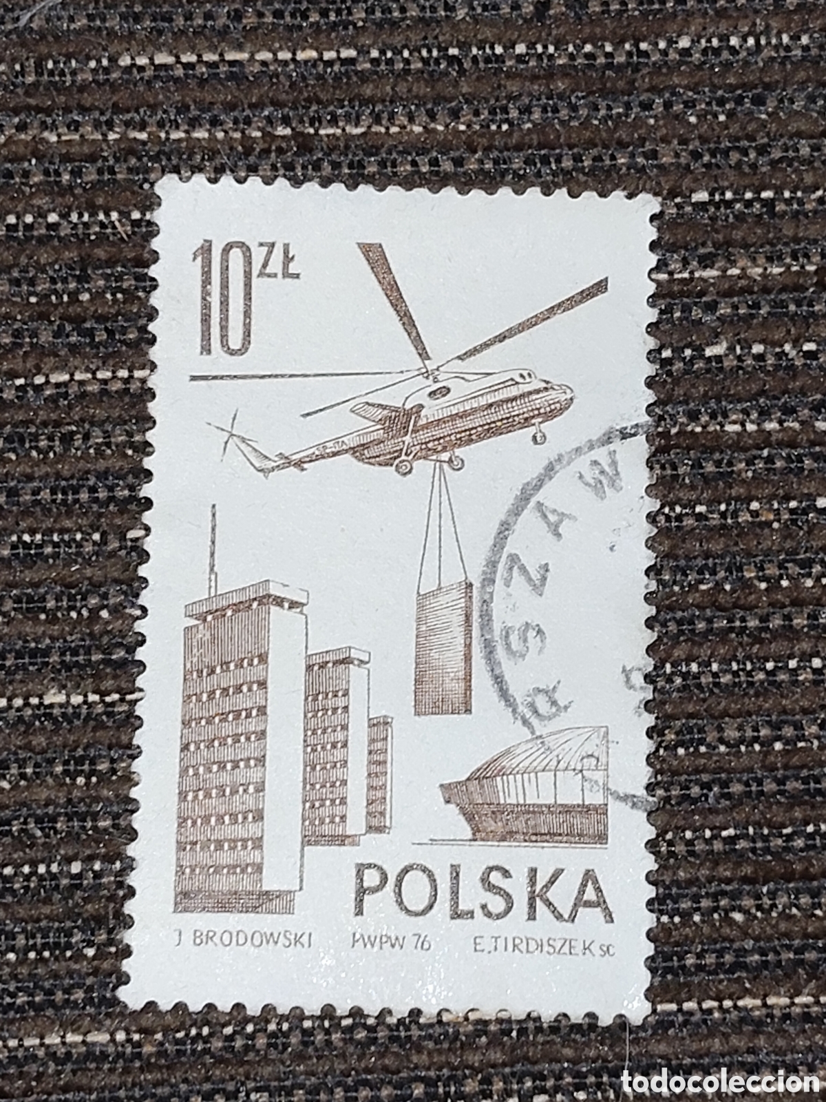 Sellos: Sello de Polonia aviaci&oacute;n moderna transporte a&eacute;reo helic&oacute;ptero Mil mi-6 1976