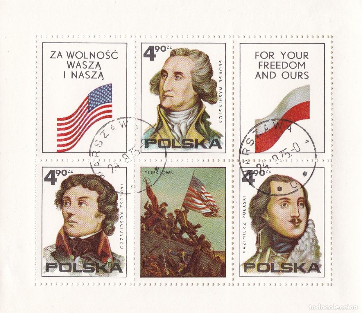 Sellos: Polonia. Pliego de sellos nuevos. A&ntilde;o 1975. Bicentenario de la Independencia de los Estados Unidos