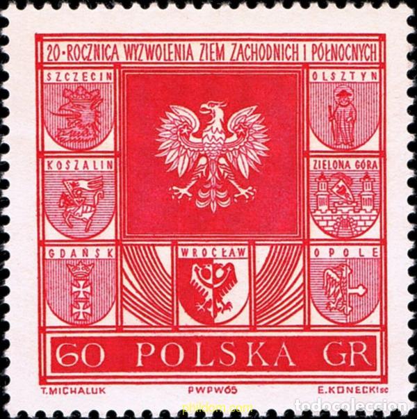 Sellos: 166761 MNH POLONIA 1965 20 ANIVERSARIO DEL RETORNO DE LOS TERRITORIOS DEL OESTE