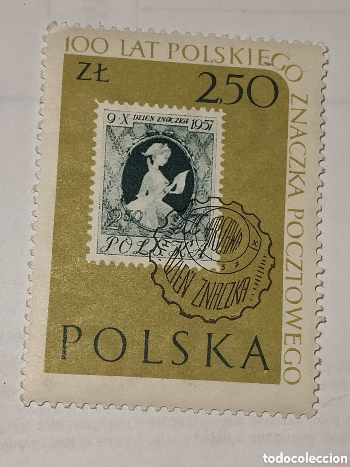 Sellos: Sello de Polonia centenario del sello polaco 1960