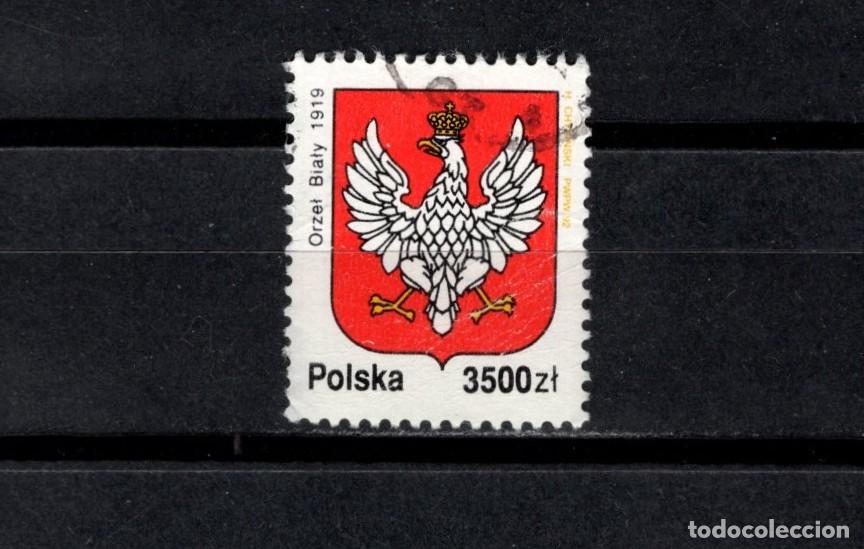 Sellos: Sello usado. Emblema Nacional de Polonia. 3500 zloty. 1992. Yvert 3221