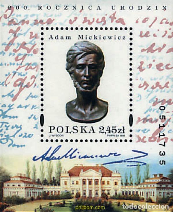 Stamps: 66201 MNH POLONIA 1998 2 CENTENARIO DEL NACIMIENTO DE ADAM MICKIEWICZ