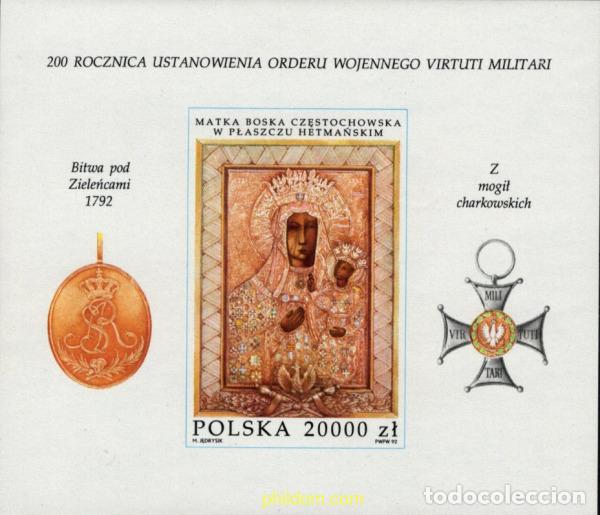 Stamps: 168832 MNH POLONIA 1992 BICENTENARIO DE LA CREACION DEL ORDEN MILITAR VIRTUTI MILITARI