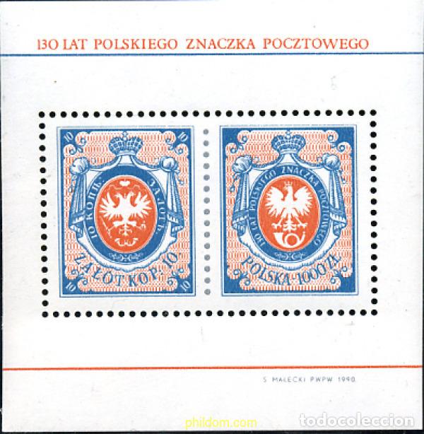 Stamps: 168659 MNH POLONIA 1990 130 ANIVERSARIO DEL PRIMER SELLO POLACO