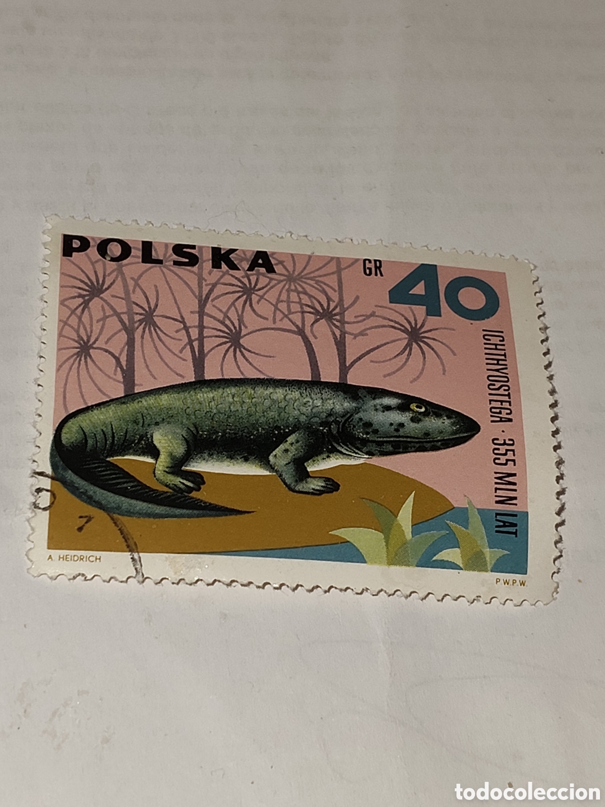 Sellos: Sello de Polonia animales prehist&oacute;ricos y vertebrados f&oacute;siles 1965