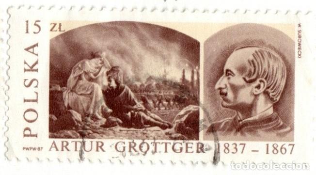 Sellos: Polonia. 150&ordm; Anv nacimiento de Grottger, 1987. YT-2899. S. Completa. Usado