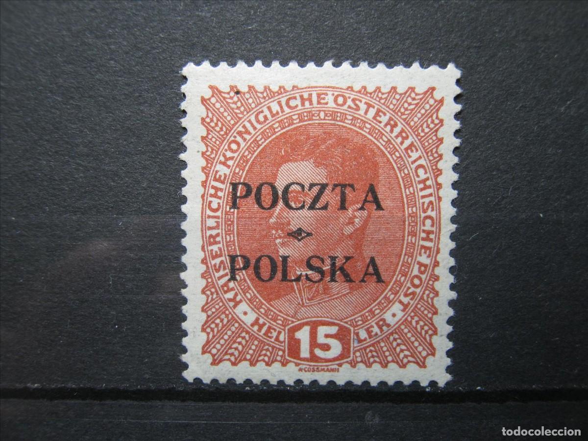 Sellos: POLONIA 1919 YVERT 79 VLH* LUJO DOBLE MARQUILLA.
