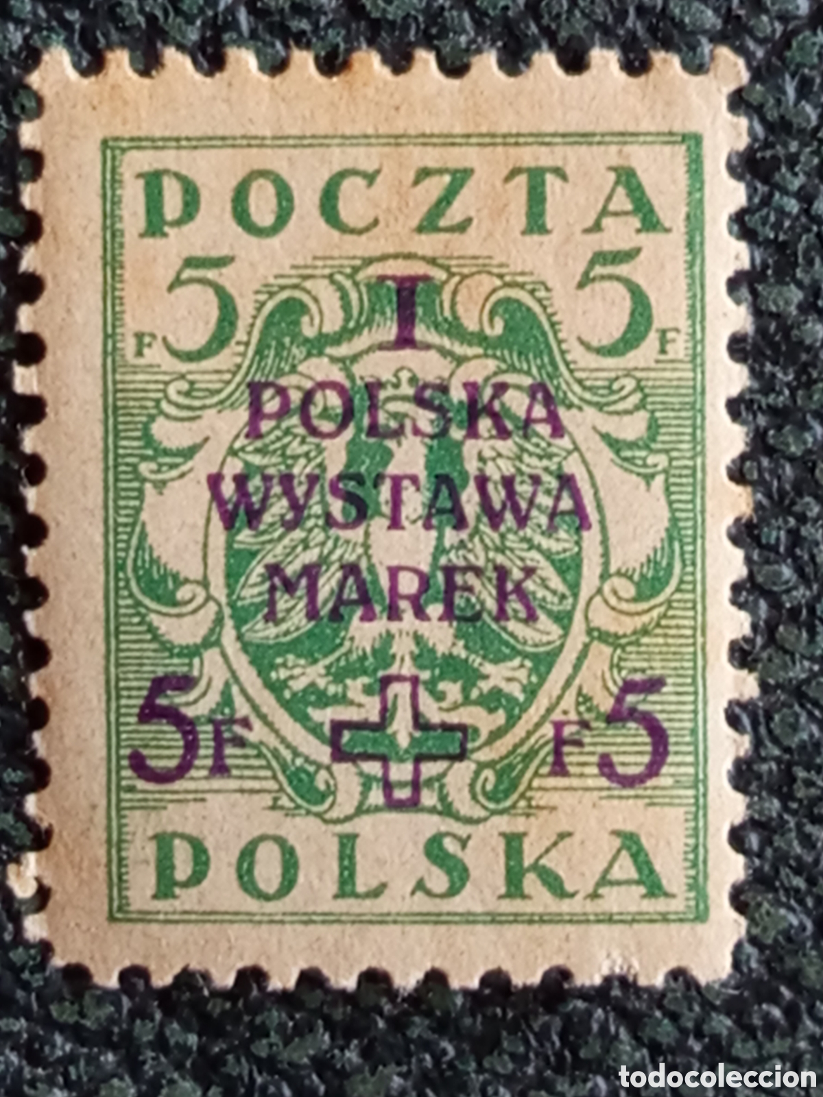 Sellos: Polonia 1919 Sello Exposici&oacute;n Varsovia 5f Surcharged MH Scott B1
