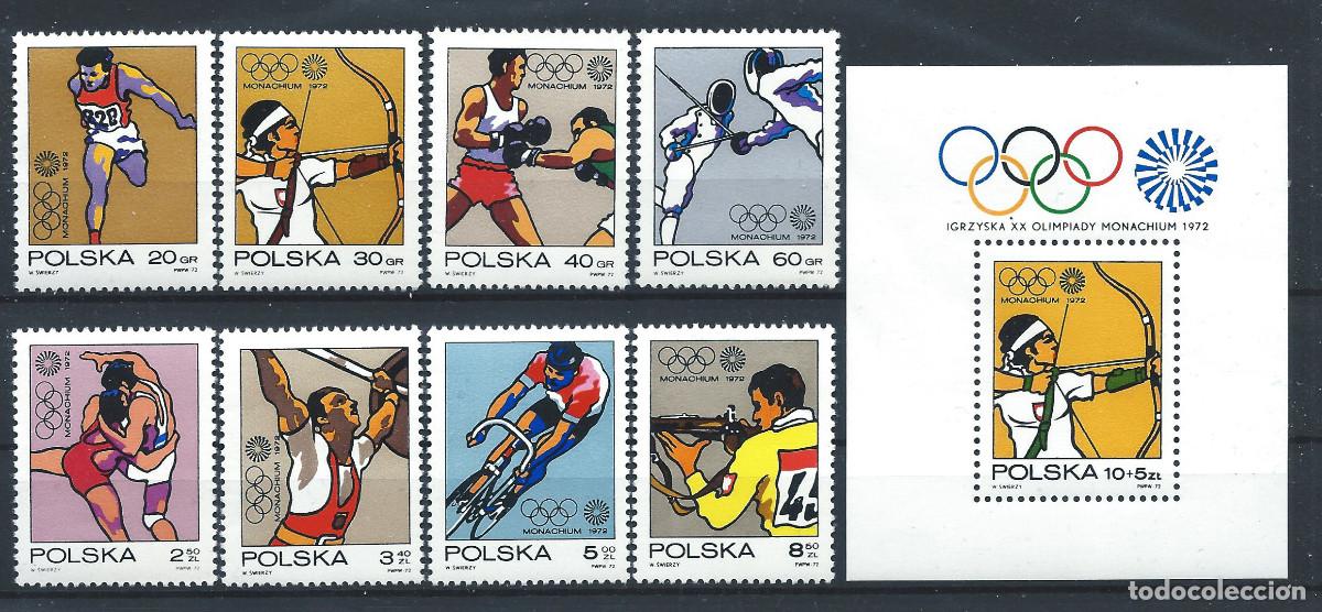 Sellos: Pologne N&deg;1995/2002 + Bloc 57** (MNH) 1972 - J.O de Munich