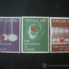 Sellos: PORTUGAL 1972 IVERT 1147/9 *** MEDICINA - MES MUNDIAL DEL CORAZON . Lote 35785592