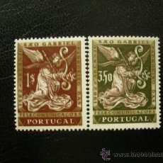 Sellos: PORTUGAL 1962 IVERT 896/7 *** ARCANGEL SAN GABRIEL - PATRON DE LAS TELECOMUNICACIONES 