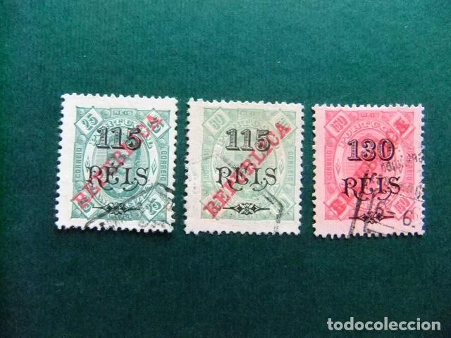 Sellos: 63 ZAMBEZIE Zambezia Zambeze 1914 sellos de 1902 Rey CARLOS 1 REPUBLICA REIS Yvert 73+74+77 FU