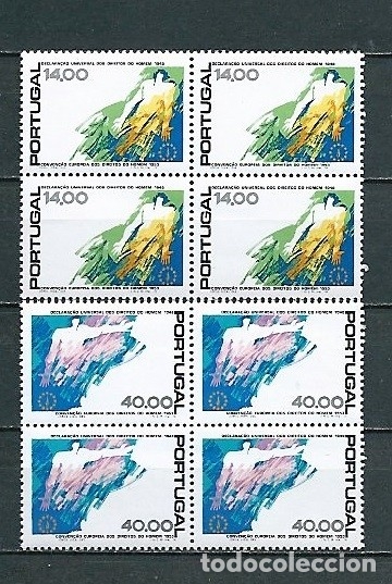 Briefmarken: Portugal,1978,Declaraci&oacute;n Universal de Derechos humanos,yvert 1401-1402,nuevo,MNH**,bloque de cuatro