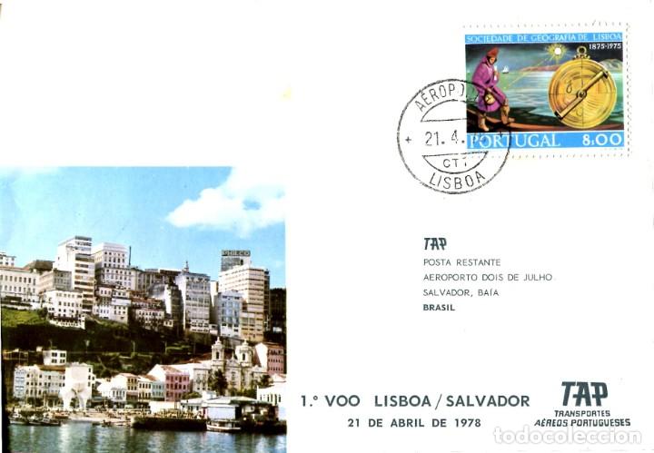 Sellos: SOBRE PRIMER VUELO LISBOA (PORTUGAL) A SALVADOR (BRASIL) EL 21 DE ABRIL DE 1978