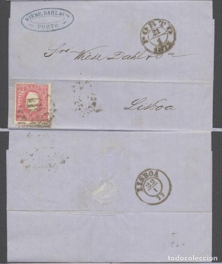 Selos: Portugal 1873 Postal History Rare Cover + Content 25 R Porto to Lisboa DB.555