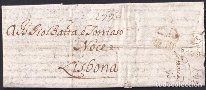 Timbres: 1729. G&Eacute;NOVA A LISBOA. MARCA AL REVERSO CRUZ EN NEGATIVO. EXCEPCIONAL Y &Uacute;NICA CONOCIDA. PIEZA CUMBRE