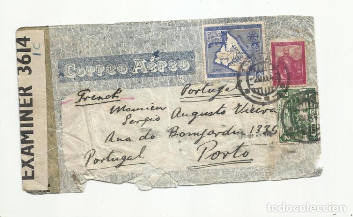 Timbres: frontal circulada 1943 de lima peru a porto portugal con censura