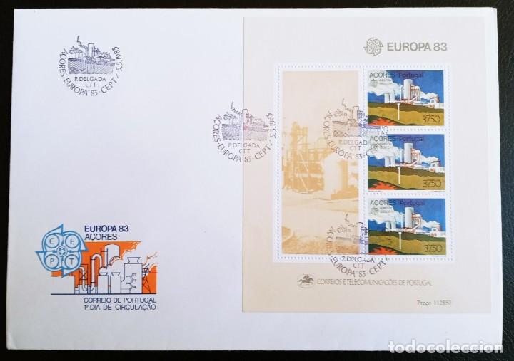 Timbres: ACORES - HOJA BLOK IVERT N&ordm; 4 - EUROPA CEPT 1983 - SOBRE PRIMER DIA
