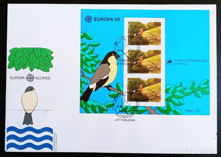 Timbres: ACORES - HOJA BLOK IVERT N&ordm; 7 - EUROPA CEPT 1986 - SOBRE PRIMER DIA