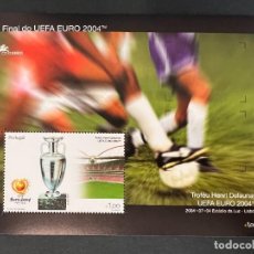 Sellos: PORTUGAL, 2004. YVERT HB 204. FINAL UEFA EURO 2004. HOJITA BLOQUE. NUEVOS. SIN FIJASELLOS.. Lote 340330068