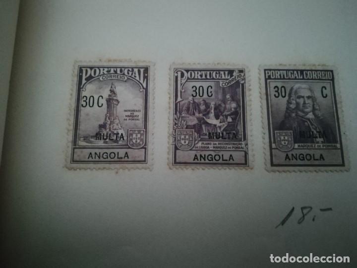 Timbres: 3 sellos nuevos Portugal Angola con sobre impresion multa