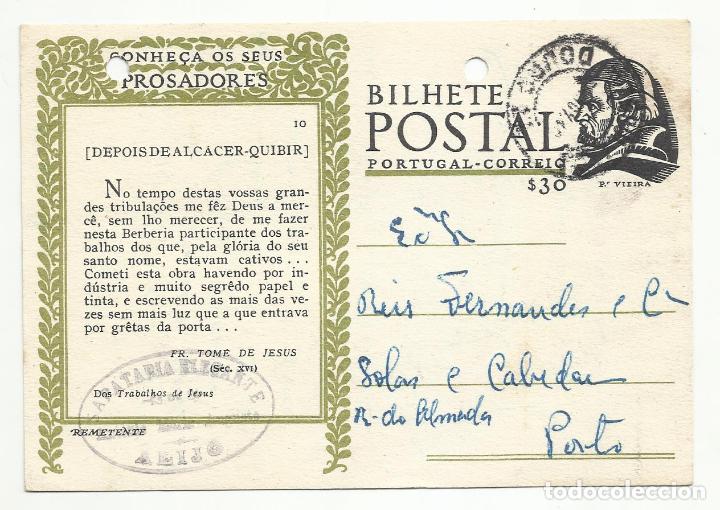 Sellos: bilhete postal prosadores circulado 1948 de alijo a porto portugal