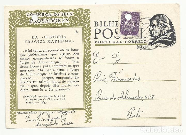 Sellos: bilhete postal prosadores circulado 1948 de arcozelo a porto portugal