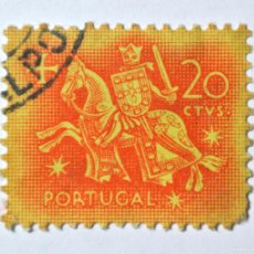 Sellos: SELLO POSTAL PORTUGAL 1953 20 CTVS CABALLERO A CABALLO (DEL SELLO DEL REY DINIS). Lote 379035519